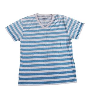 Carbon Mens Striped V-neck Short Sleeve T-Shirt Size X-Large